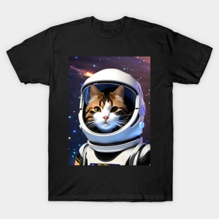 Astronaut Cat - Modern Digital Art T-Shirt